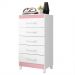 Cômoda Esmeralda 5 Gavetas Quadriflex Branco/Rosa Matte - Móveis Albatroz