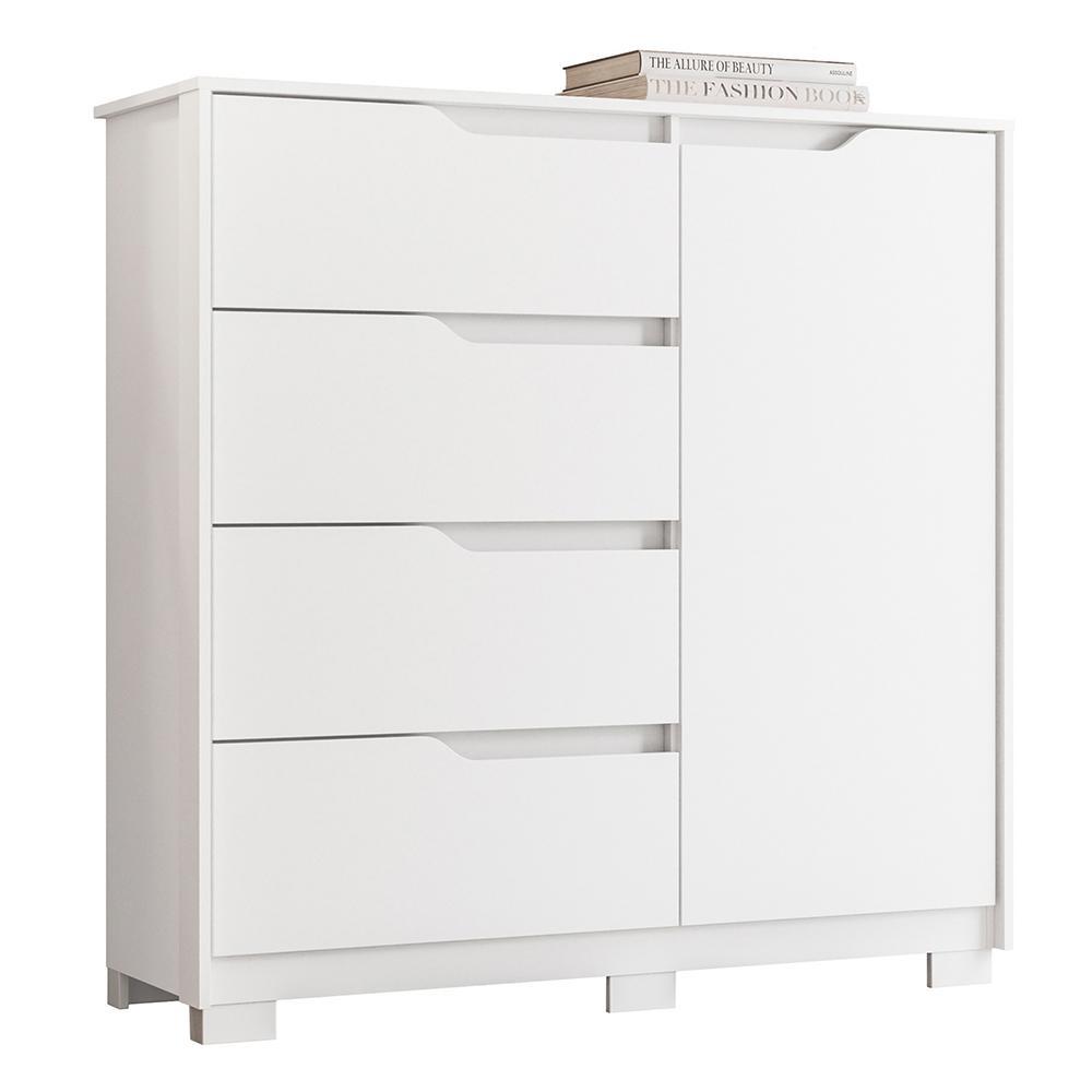 Cômoda Sole 1 Porta e 4 Gavetas Flex Branco - Móveis Albatroz 
