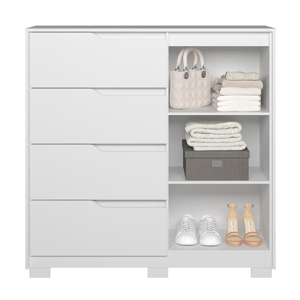 Cômoda Sole 1 Porta e 4 Gavetas Flex Branco - Móveis Albatroz 