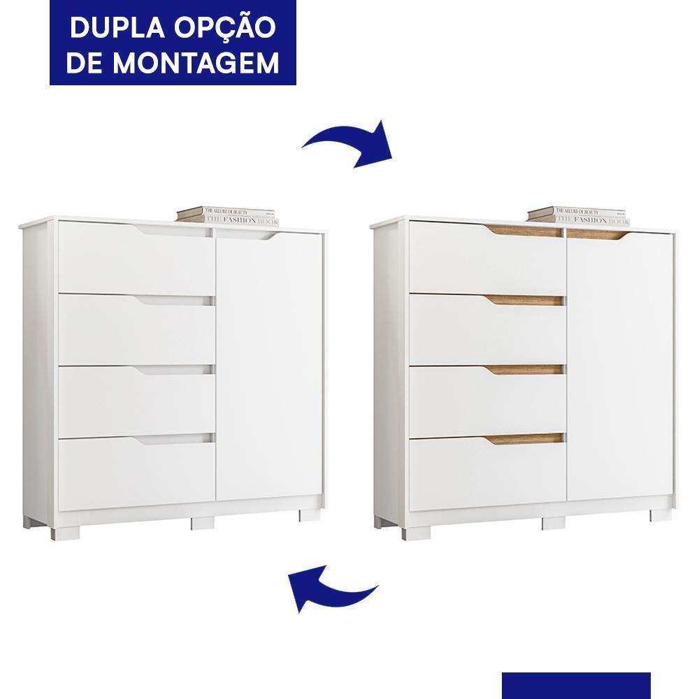 Cômoda Sole 1 Porta e 4 Gavetas Flex Branco - Móveis Albatroz 