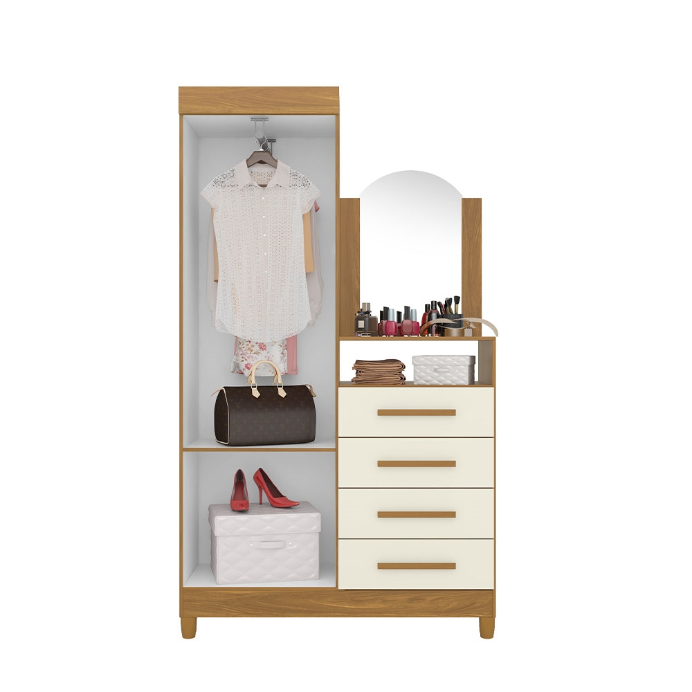 Guarda Roupa Cômoda 2 Portas 4 Gavetas Capri Espelho Curvo - Albatroz Móveis