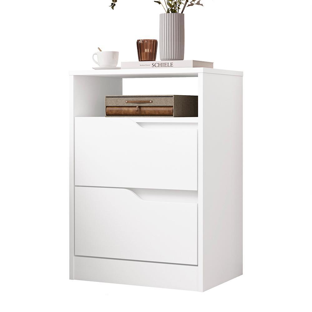 Mesa de Cabeceira Sole 2 Gavetas Flex Branco Fosco - Móveis Albatroz