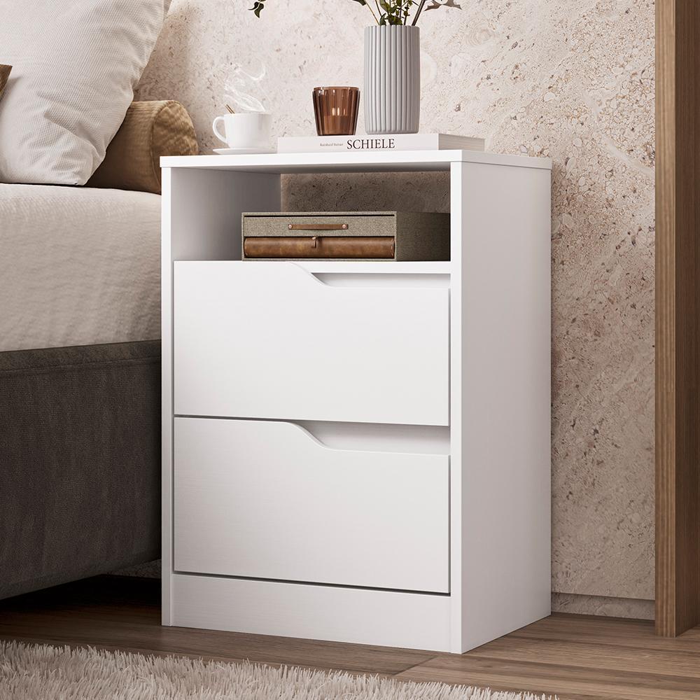 Mesa de Cabeceira Sole 2 Gavetas Flex Branco Fosco - Móveis Albatroz