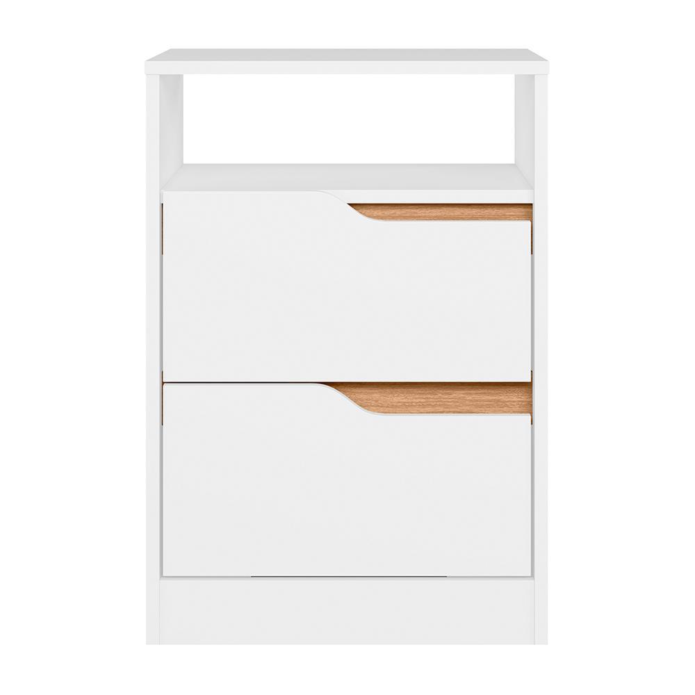 Mesa de Cabeceira Sole 2 Gavetas Flex Branco/Freijó - Móveis Albatroz