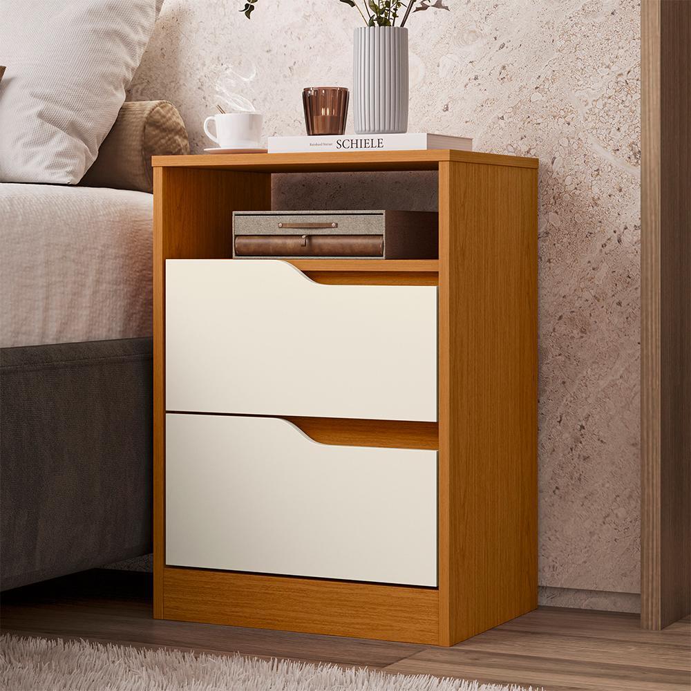 Mesa de Cabeceira Sole 2 Gavetas Flex Cinamomo/Off White - Móveis Albatroz