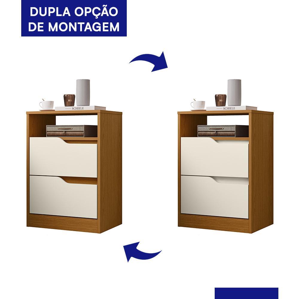 Mesa de Cabeceira Sole 2 Gavetas Flex Cinamomo/Off White - Móveis Albatroz