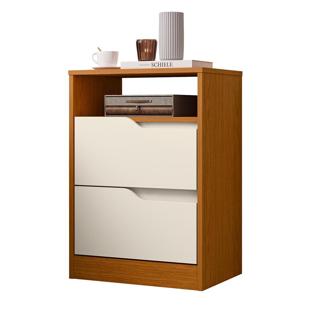 Mesa de Cabeceira Sole 2 Gavetas Flex Off White/Cinamomo - Móveis Albatroz