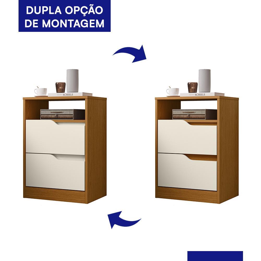 Mesa de Cabeceira Sole 2 Gavetas Flex Off White/Cinamomo - Móveis Albatroz