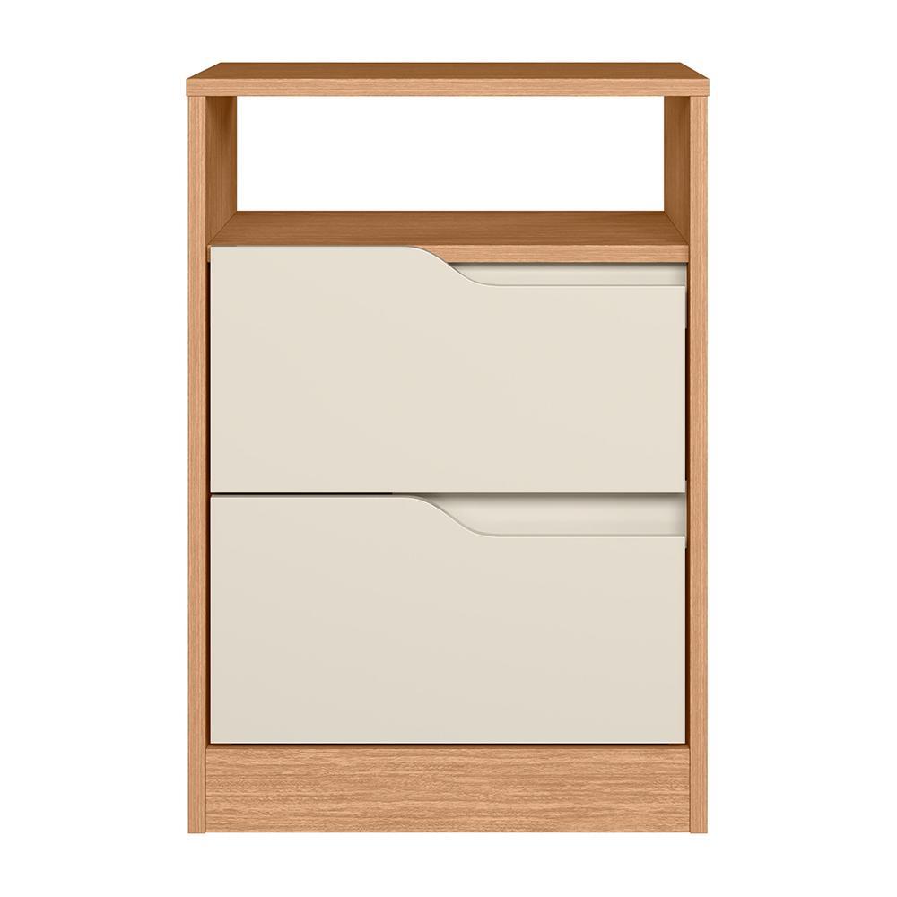 Mesa de Cabeceira Sole 2 Gavetas Flex Off White/Freijó - Móveis Albatroz