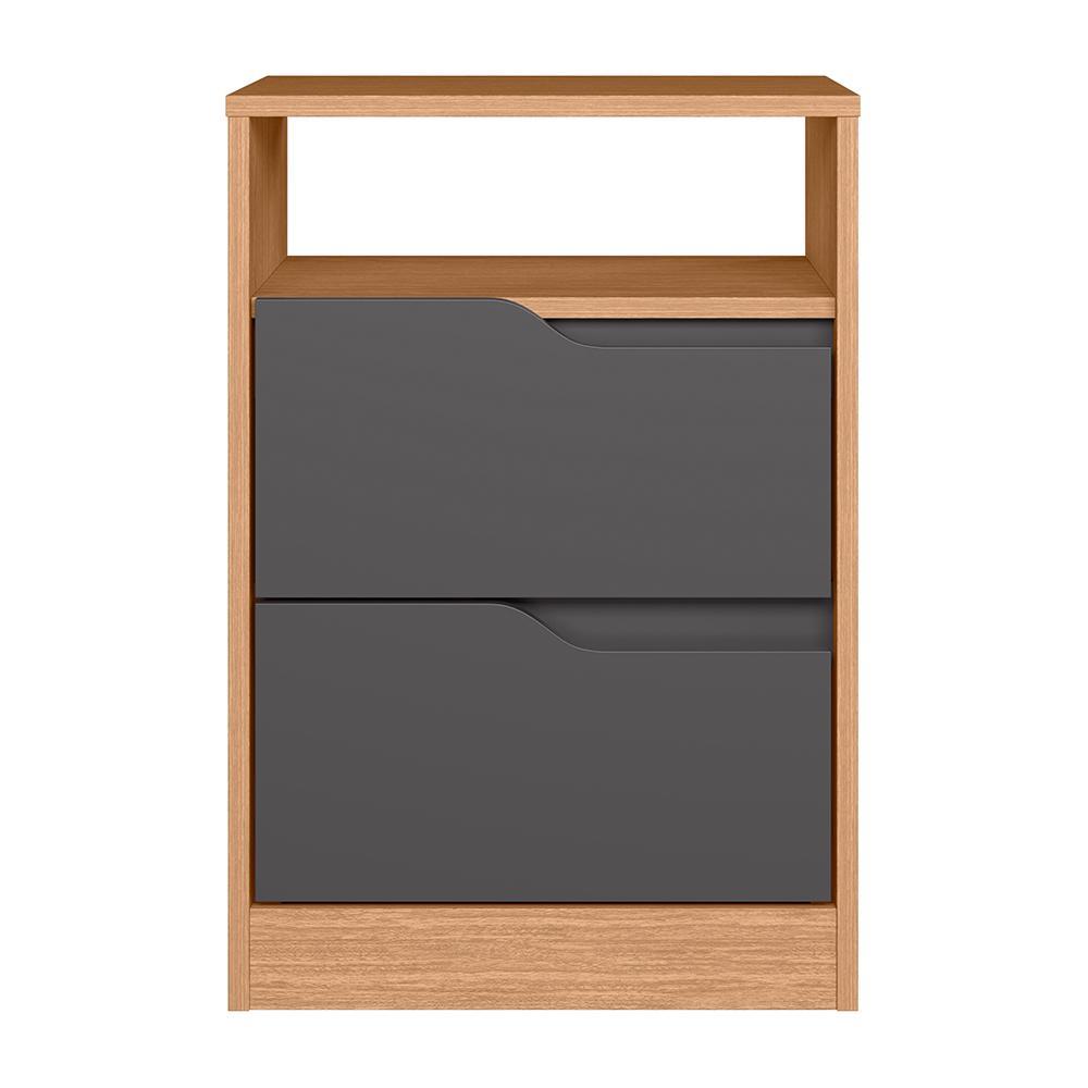 Mesa de Cabeceira Sole 2 Gavetas Flex Titanium/Freijó - Móveis Albatroz