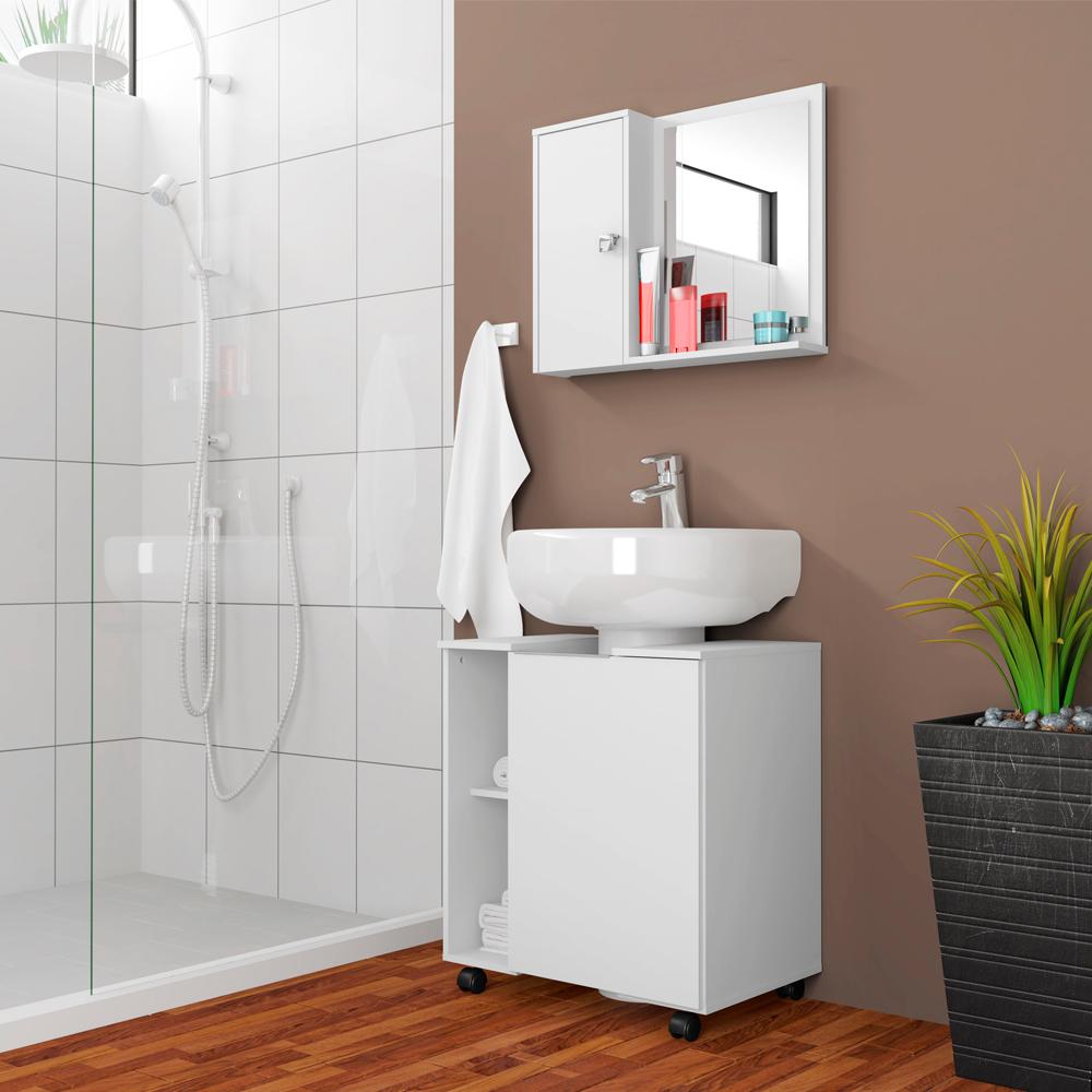 Conjunto Gabinete Pequin C/ Espelheira Genova Branco