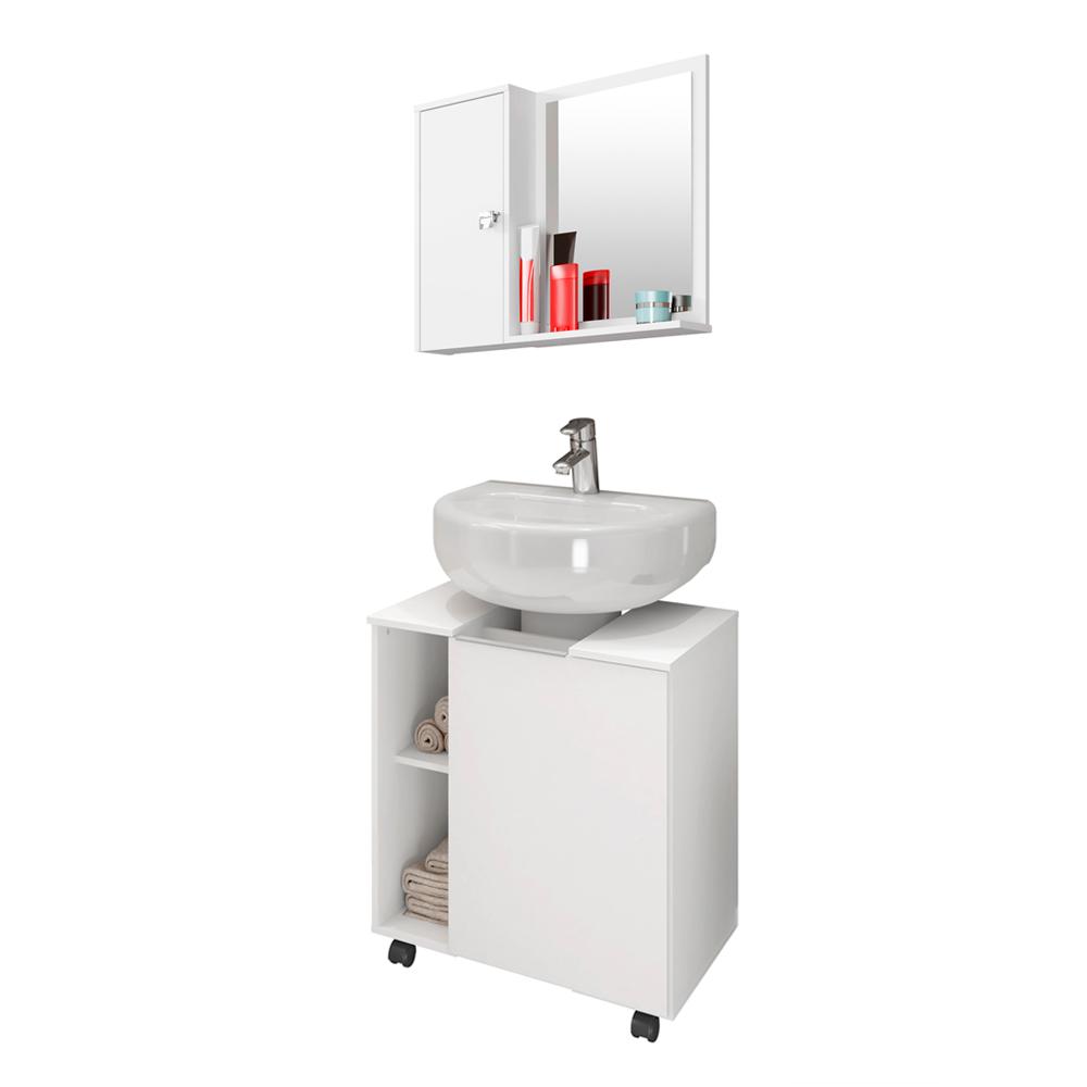 Conjunto Gabinete Pequin C/ Espelheira Genova Branco