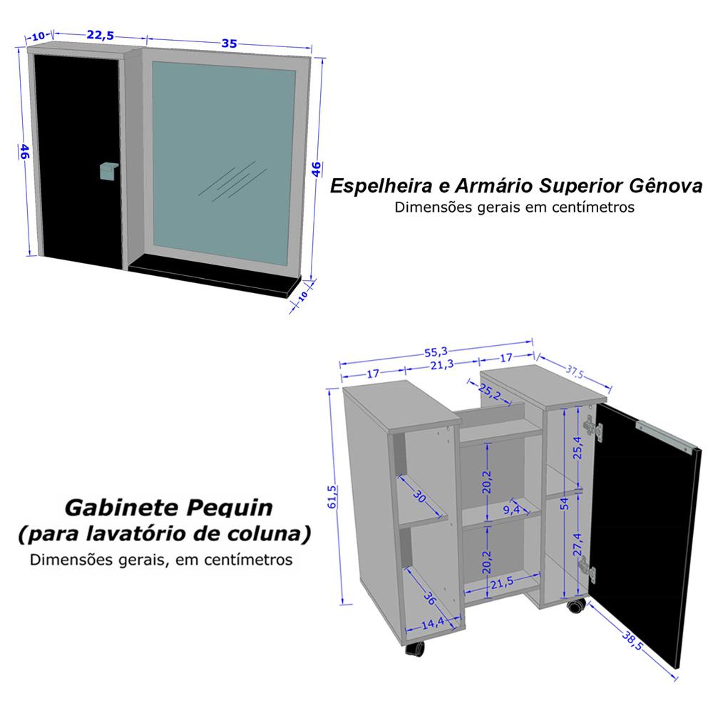 Conjunto Gabinete Pequin C/ Espelheira Genova Branco