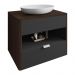 Gabinete Armario Banheiro Santorini com 1 Gaveta e Cuba Luna Nogal/Preto Fosco