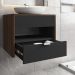 Gabinete Armario Banheiro Santorini com 1 Gaveta e Cuba Luna Nogal/Preto Fosco