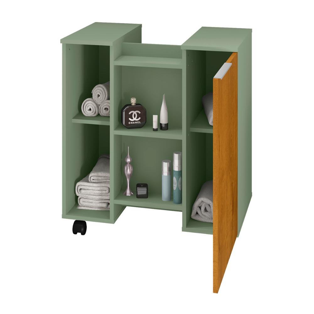 Gabinete Pequin Armario de Banheiro Para Pia de Coluna Pistache/Naturale