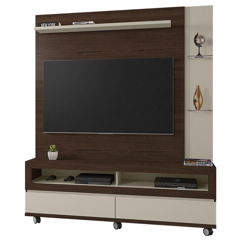 Home Estante Rack Buzios Para TV 60 Polegadas Com Rodízios Nogal/Off White