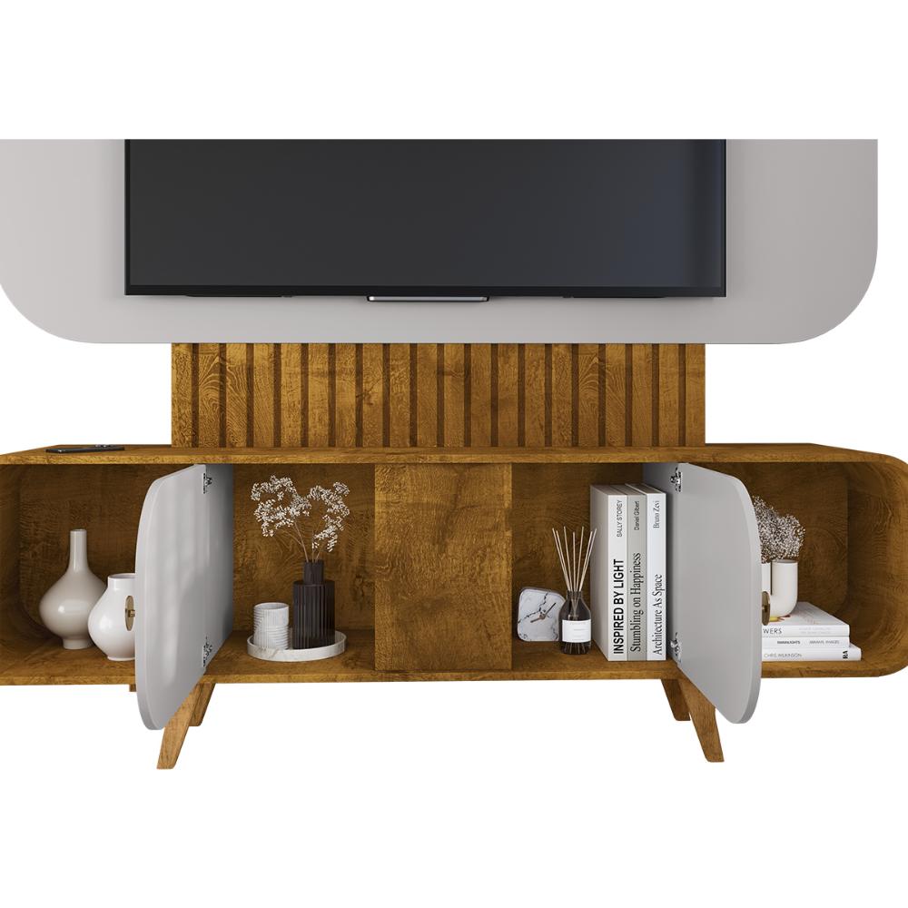 Home Estante Rack Embau Para TV até 75 Polegadas Naturale/Off White