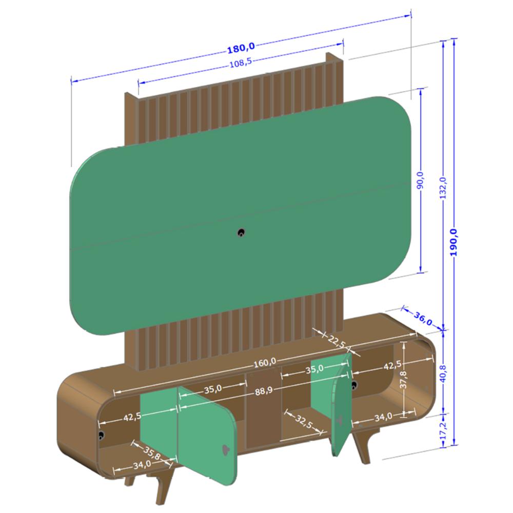 Home Estante Rack Embau Para TV até 75 Polegadas Naturale/Pistache