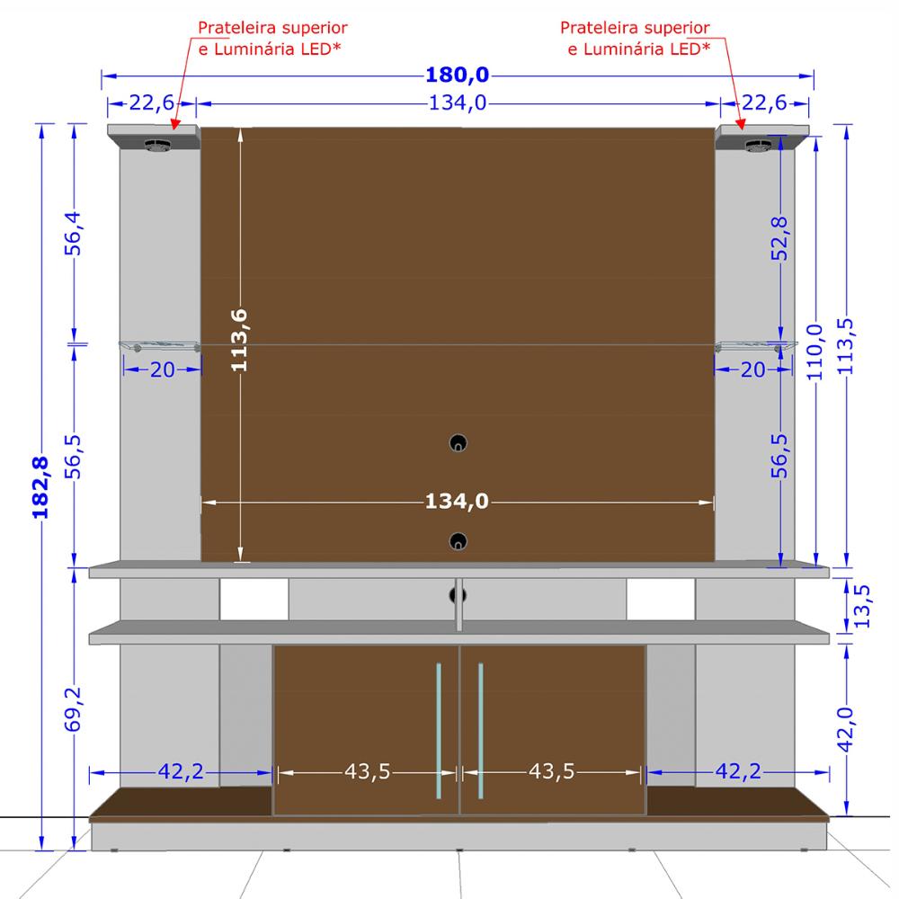Home Sala TV 60Pol. York LED Naturale/Off White/Ripado