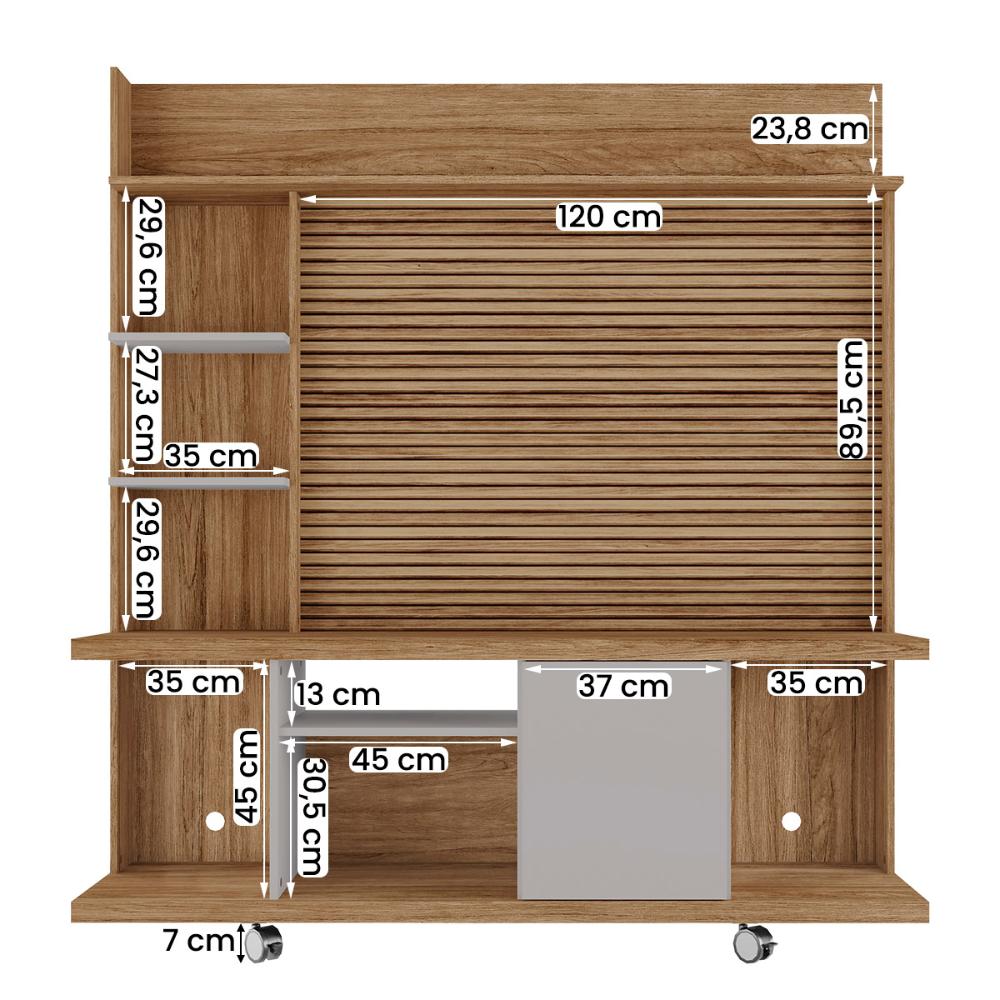 Home Taurus 160 cm para TV até 47” Polegadas e Rodízios Cinamomo/Off White - Ripa