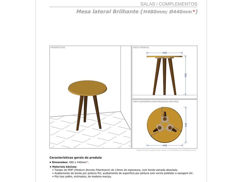 Mesa Lateral Sala Brilhante Carrara Pintura Efeito Mármore