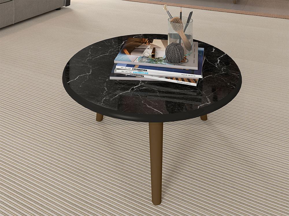 Mesa Lateral Sala Brilhante Carrara Pintura Efeito Mármore