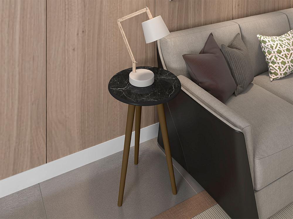 Mesa de Apoio Sala Brilhante Nero Pintura Efeito Mármore