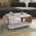 Mesa de Centro Sala Floripa com Pés de Madeira Maciça Off White/Cinamomo
