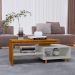 Mesa de Centro Sala Lima com Pés de Madeira Maciça Cinamomo/Off White