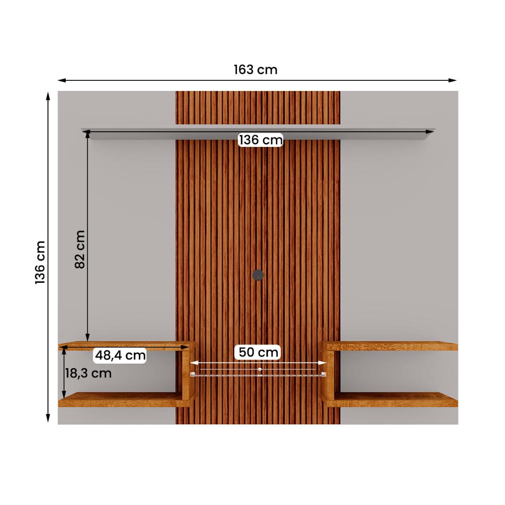 Painel Atlas Sala Tv Até 55 Polegadas Off White/Naturalle/Ripado