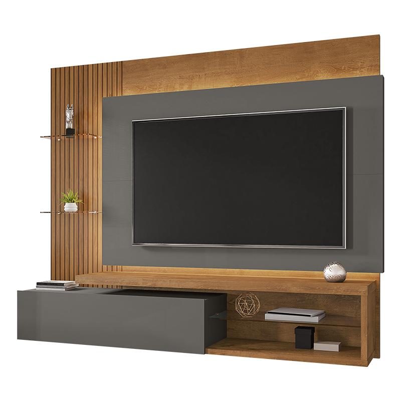 Painel Sala Copacabana para TV até 65 Polegadas Naturale/Titanium/Ripado