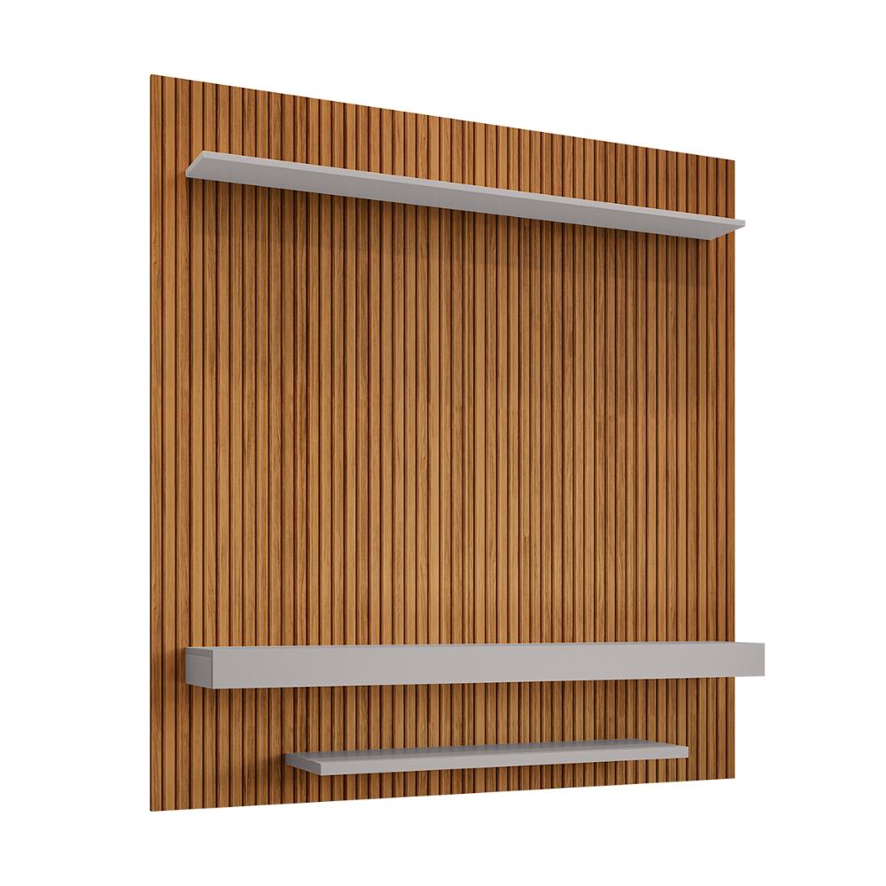 Painel Sala Leme para TV até 60 Polegadas Cinamomo/Ripado/Off White