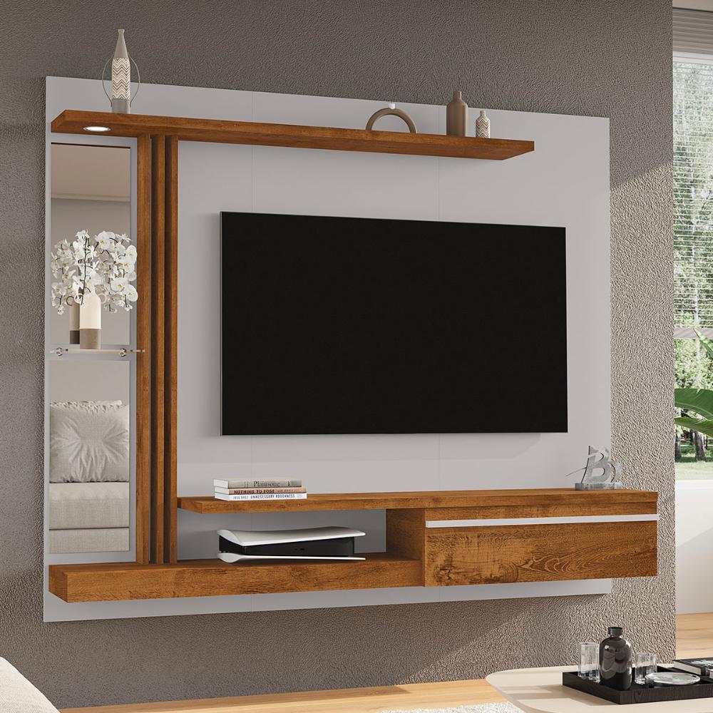 Painel Suspenso Denver Sala TV até 55 Polegadas 1 Porta Off White/Naturale