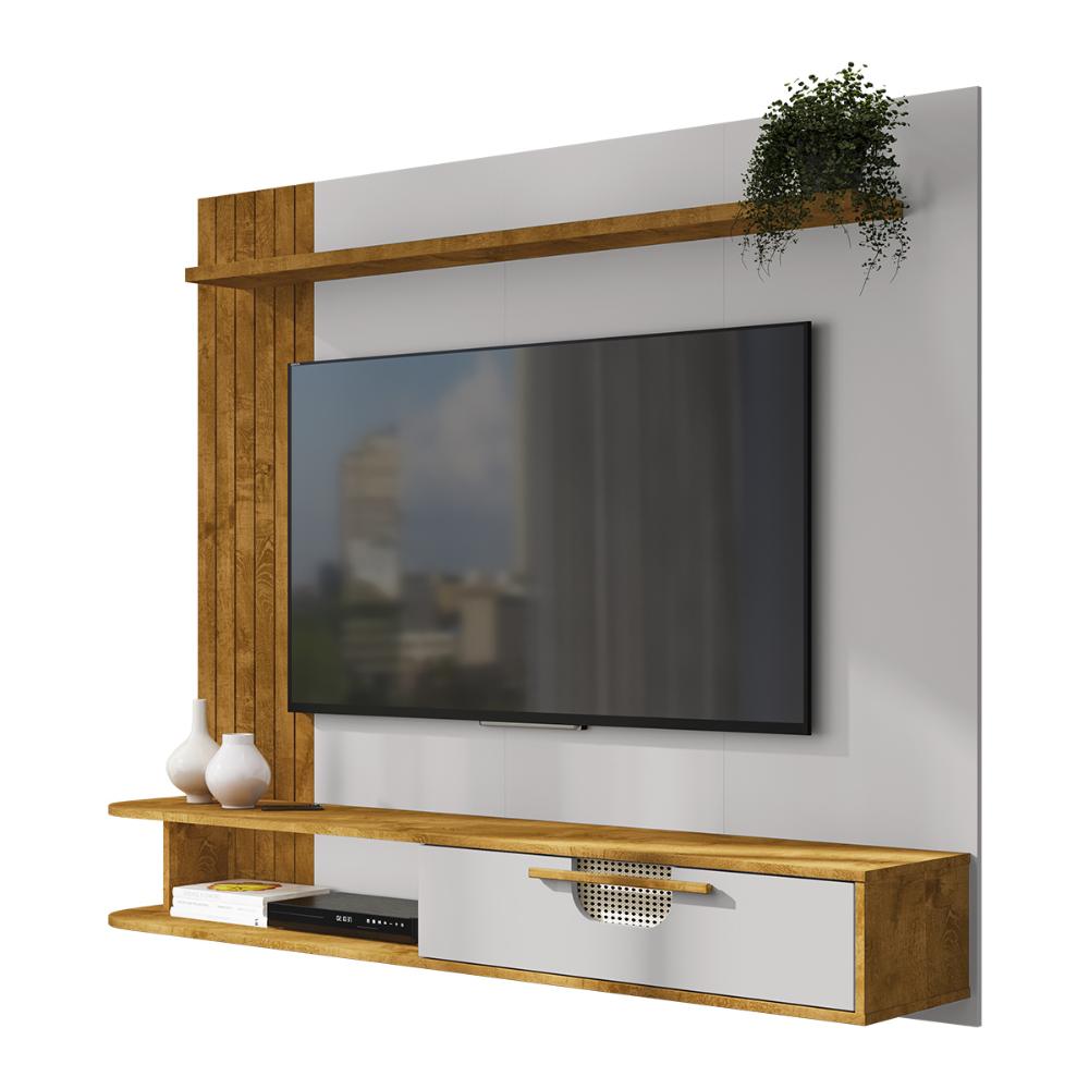 Painel Suspenso Jeri Sala TV até 65 Polegadas 1 Porta Naturale/Off White
