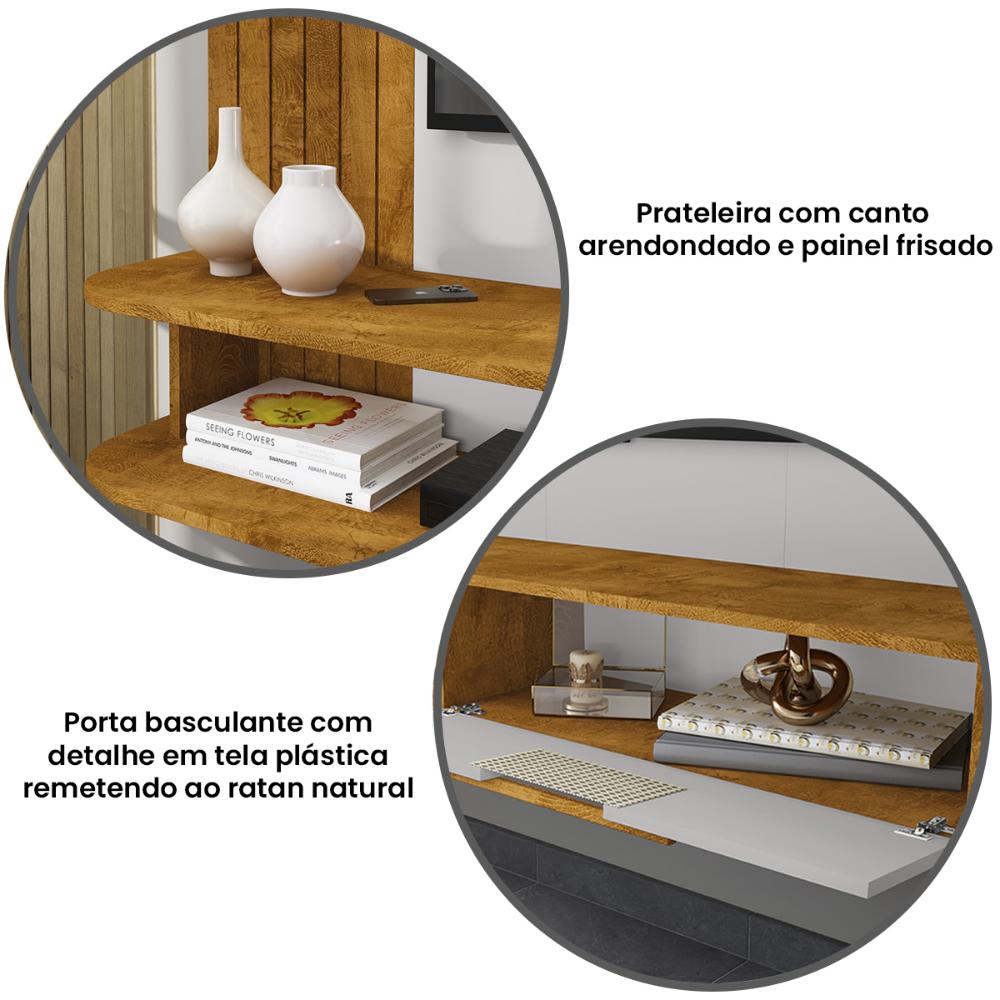 Painel Suspenso Jeri Sala TV até 65 Polegadas 1 Porta Naturale/Off White