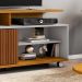 Rack Bancada Para TV 52 Pol Sala Topazio Naturale/Off White/Ripado