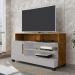 Rack Pipa TV 48 Polegadas com 1 Porta Pés Madeira Maciça Off White/Naturale