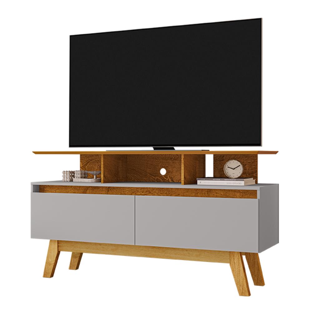 Rack Sala Rubi 1.2 para TV até 50 2 Portas Pé Madeira Macica Naturale/Off White