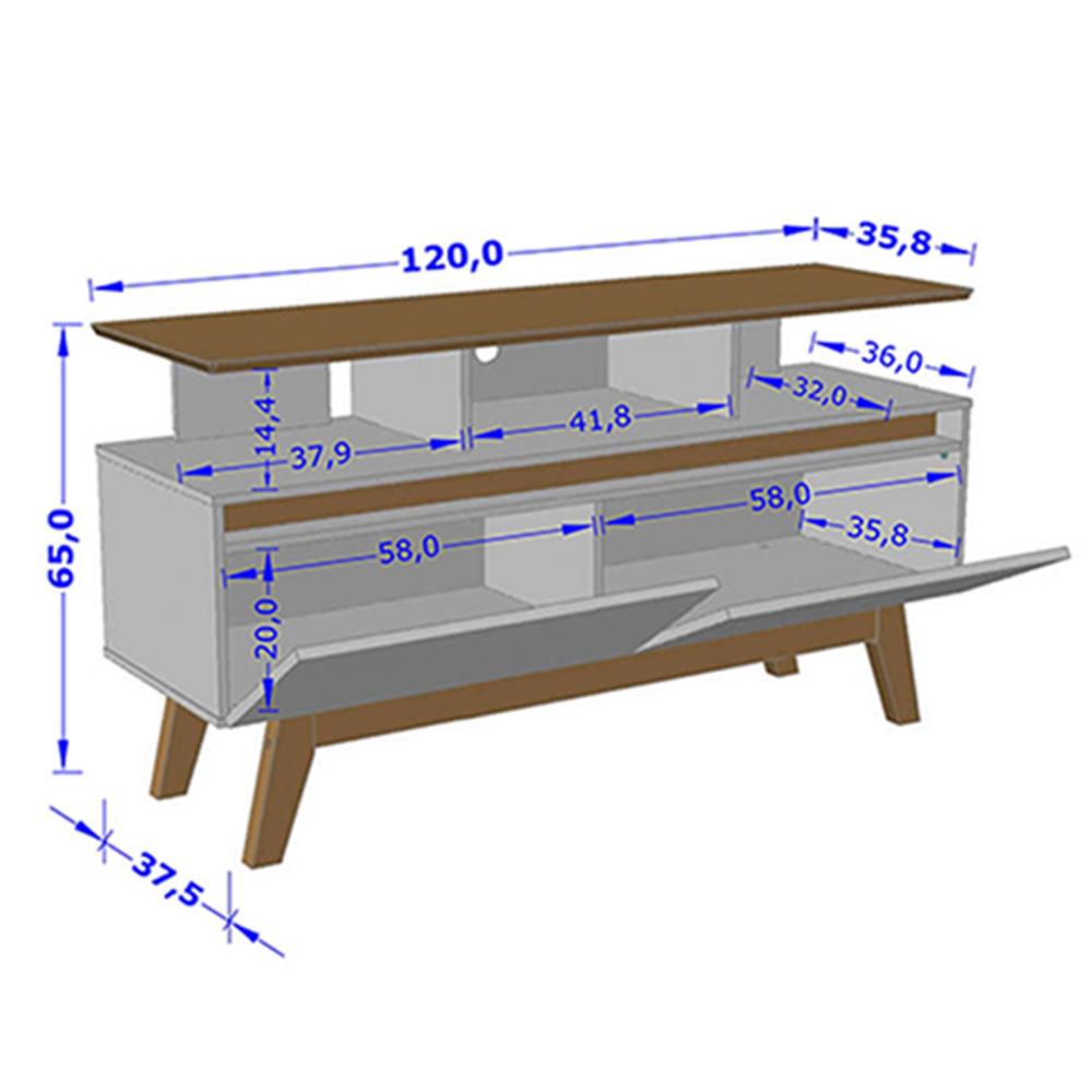 Rack Sala Rubi 1.2 para TV até 50 2 Portas Pé Madeira Macica Naturale/Off White