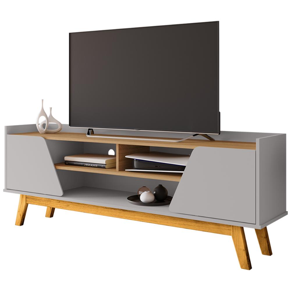 Rack Sala Turim para TV até 65 Polegadas com Pés Madeira Off White/Cinamomo