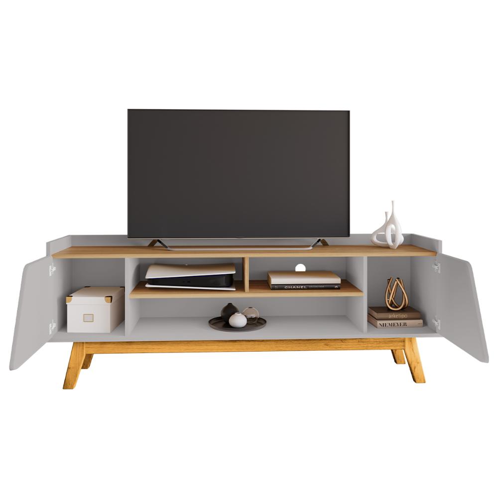 Rack Sala Turim para TV até 65 Polegadas com Pés Madeira Off White/Cinamomo