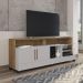 Rack Taípe TV 65 Polegadas com 2 Portas Pés Madeira Maciça Off White/Cinamomo