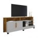 Rack Taípe TV 65 Polegadas com 2 Portas Pés Madeira Maciça Off White/Naturale