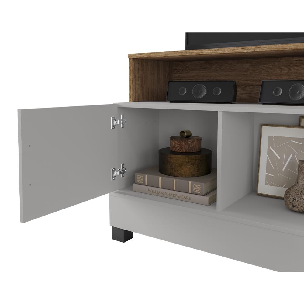 Rack Taipu TV 55 Polegadas com 1 Porta e Pés Madeira Maciça Off White/Cinamomo