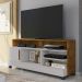 Rack Taipu TV 55 Polegadas com 1 Porta e Pés Madeira Maciça Off White/Naturale