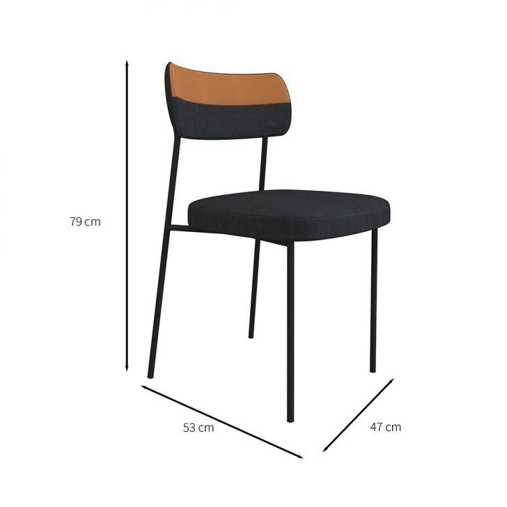 [OUTLET] Conjunto com 2 Cadeiras Mona Linho Grafite e Preto