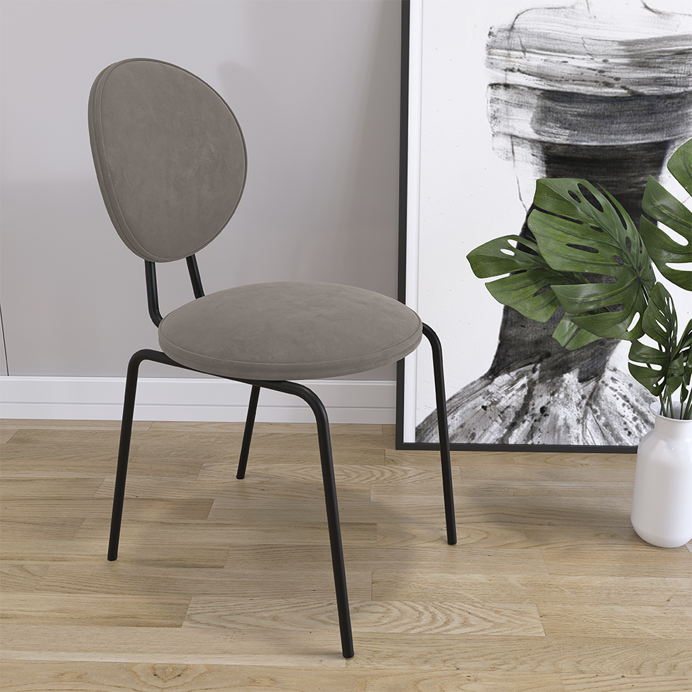 Conjunto com 2 Cadeiras Sofia Veludo Capuccino e Preto