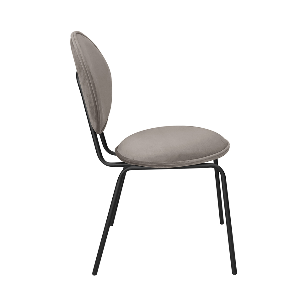 Conjunto com 2 Cadeiras Sofia Veludo Capuccino e Preto