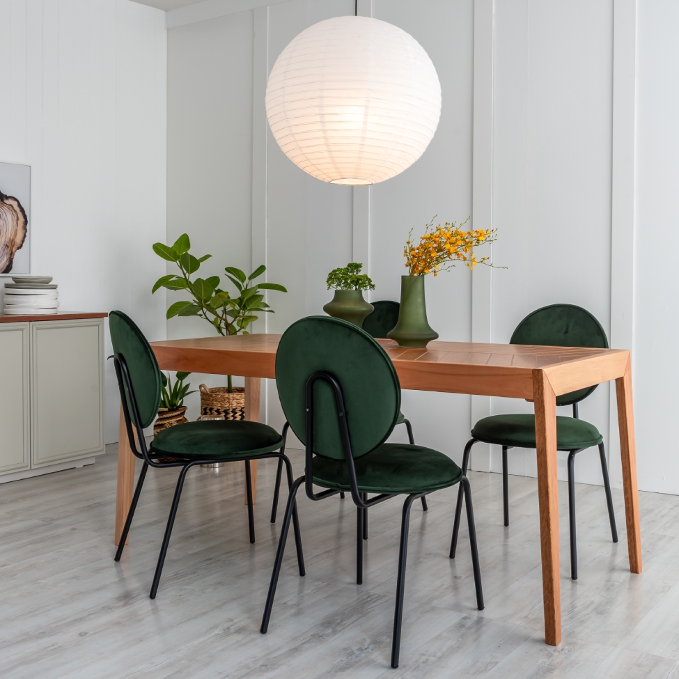 Conjunto com 2 Cadeiras Sofia Veludo Verde e Preto